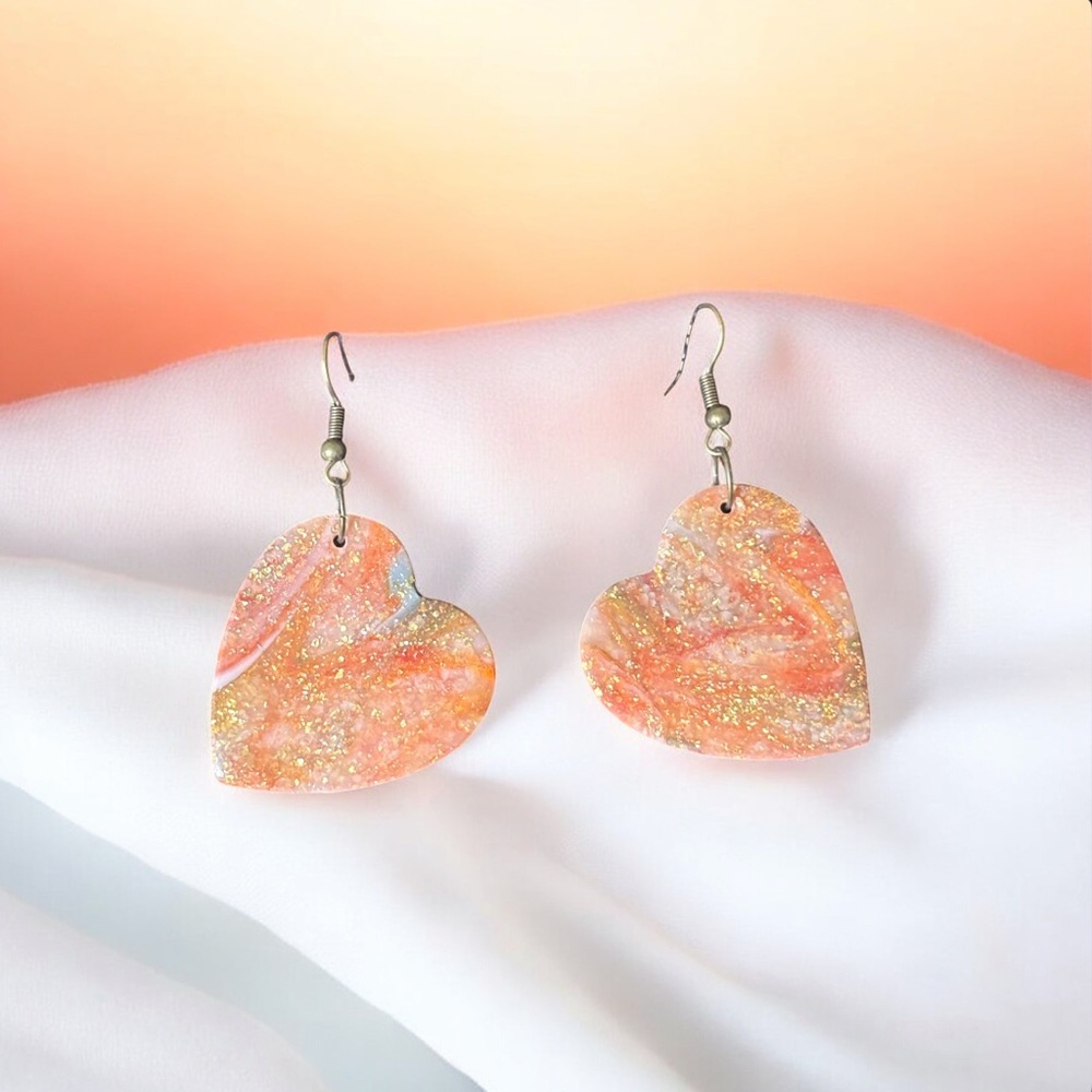 Heart-Shaped Glitter Earrings